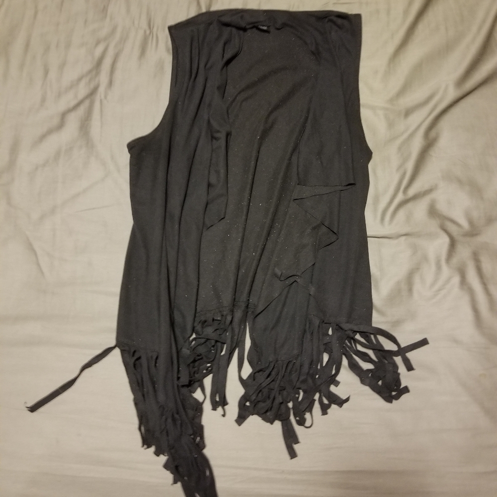 Suede Navy Vest With Tassels